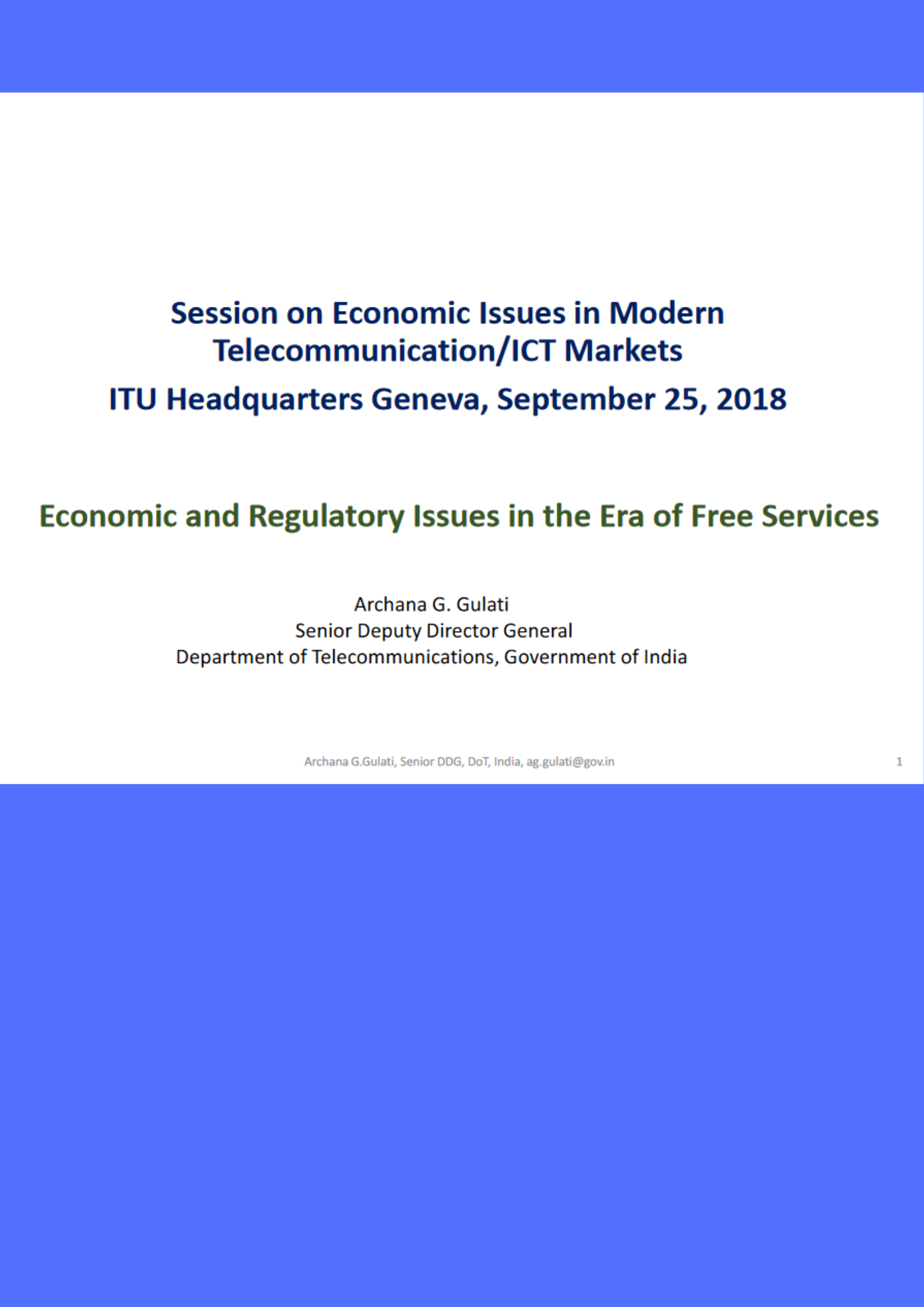 Economic and Regulatory issues in the Era of Free Services